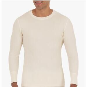 Fruit of The Loom Men's Recycled Waffle Thermal  Crew Top Size Med Natural $20